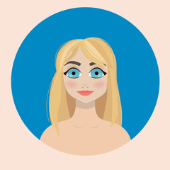 Blonde Girl Illustration With Blue Background - vector 