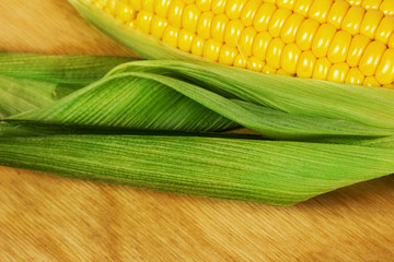Macro photo of yellow corn background, healthy and tasty food