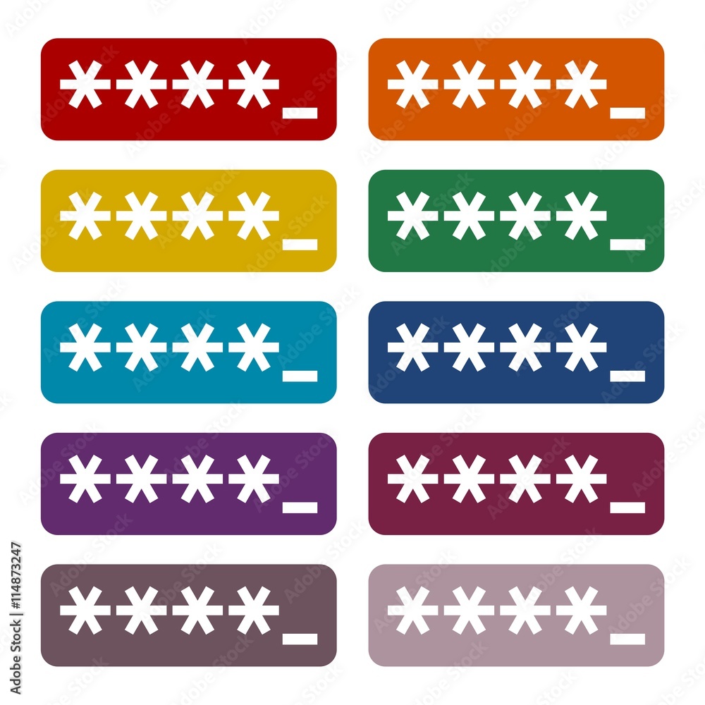 Poster password typing icons set