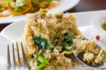 fried rice with trichogaster pectoralis thai food