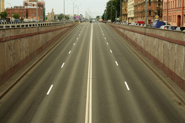 Multi-lane road for cars.