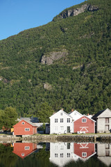 Fototapeta na wymiar Wooden houses in Laerdal, Norway