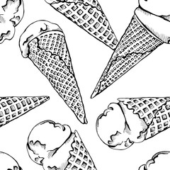 Image of a ice cream cone. Vector illustration.