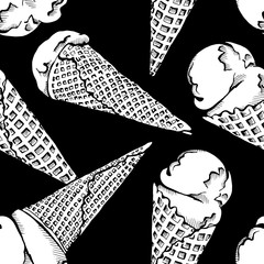 Image of a ice cream cone. Vector illustration.