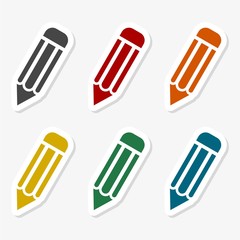  Pencil Icon Vector sticker set