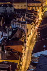 Lisbon streets in the night seen from above, Portugal