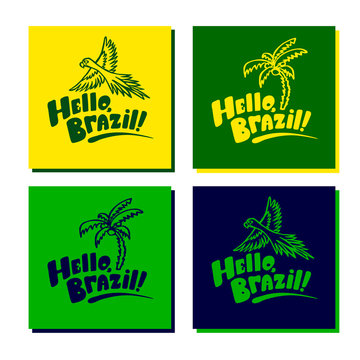 Set of brazil cards with logo