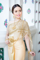 Thai woman wearing Thai traditional bridal dresses