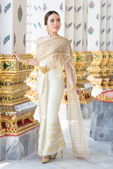 Thai woman wearing Thai traditional bridal dresses