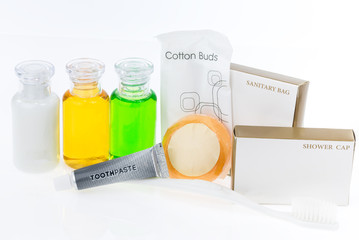 Tubes of bathroom amenity contains