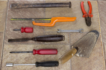 Old tools - different types of tools on the floor
