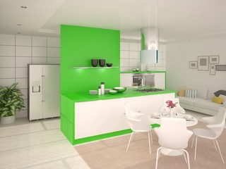 Fototapeta na wymiar The stylish kitchen design in the comfort of home.