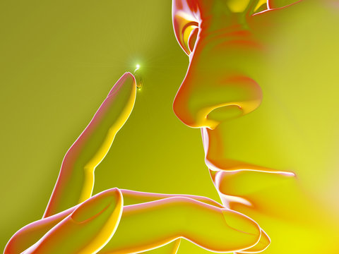Lente a contatto, profilo corpo umano, viso, dita