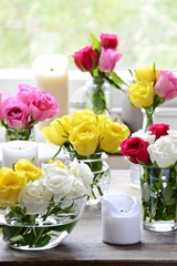 Roses in the vase. Flower decoration
