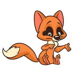 Orange fox cartoon illustration isolated image animal character 

