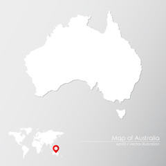 Vector map of Australia with world map infographic style.

