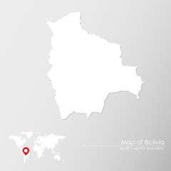 Vector map of Bolivia with world map infographic style.

