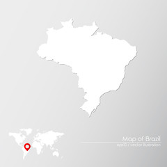 Vector map of Brazil with world map infographic style.

