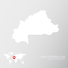 Vector map of Burkina Faso with world map infographic style.

