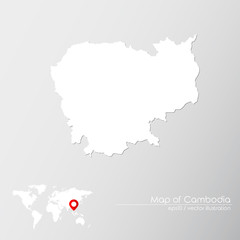 Vector map of Cambodia with world map infographic style.

