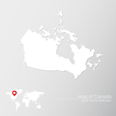 Vector map of Canada with world map infographic style.

