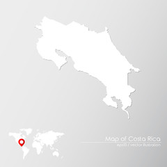 Vector map of Costa Rica with world map infographic style.

