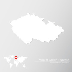 Vector map of Czech Republic with world map infographic style.

