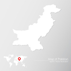 Vector map of Pakistan with world map infographic style.

