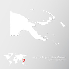 Obraz premium Vector map of Papua New Guinea with world map infographic style.