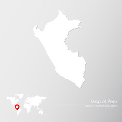 Vector map of Peru with world map infographic style.


