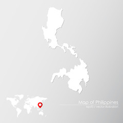 Vector map of Philippines with world map infographic style.

