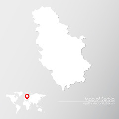 Vector map of Serbia with world map infographic style.

