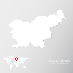 Vector map of Slovenia with world map infographic style.

