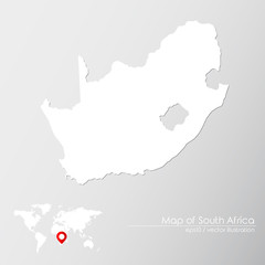 Vector map of South Africa with world map infographic style.


