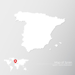 Vector map of Spain with world map infographic style.

