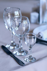 Empty glasses on the table