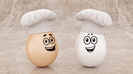 chef egg. concept cook. 3d rendering
