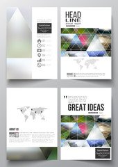 Set of business templates for brochure, magazine, flyer, booklet or annual report. Abstract colorful polygonal background, natural landscapes, geometric, triangular style vector illustration