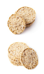 Pile of diet rice crackers isolated