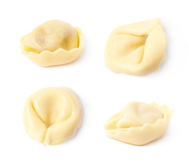 Single ravioli dumpling isolated