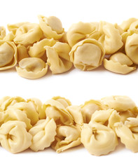 Line of ravioli dumplings isolated