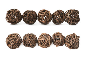 Line of straw balls isolated