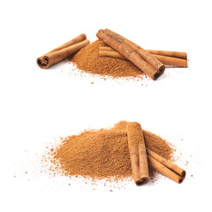 Pile of cinnamon powder isolated