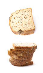 Pile of the white bread's slices isolated