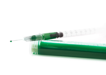 Fototapeta premium Medical syringe and test-tube isolated