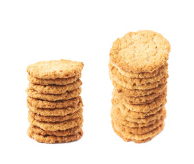 Pile stack of oatmeal cookies isolated