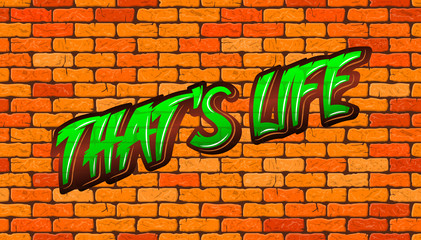 That's Life. Graffiti on the wall of red brick