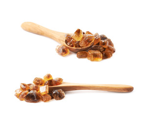 Wooden spoon full of sugar