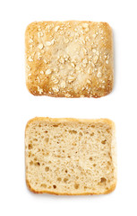 Single piece of bread bun isolated