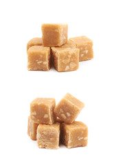 Toffee candy with nuts isolated